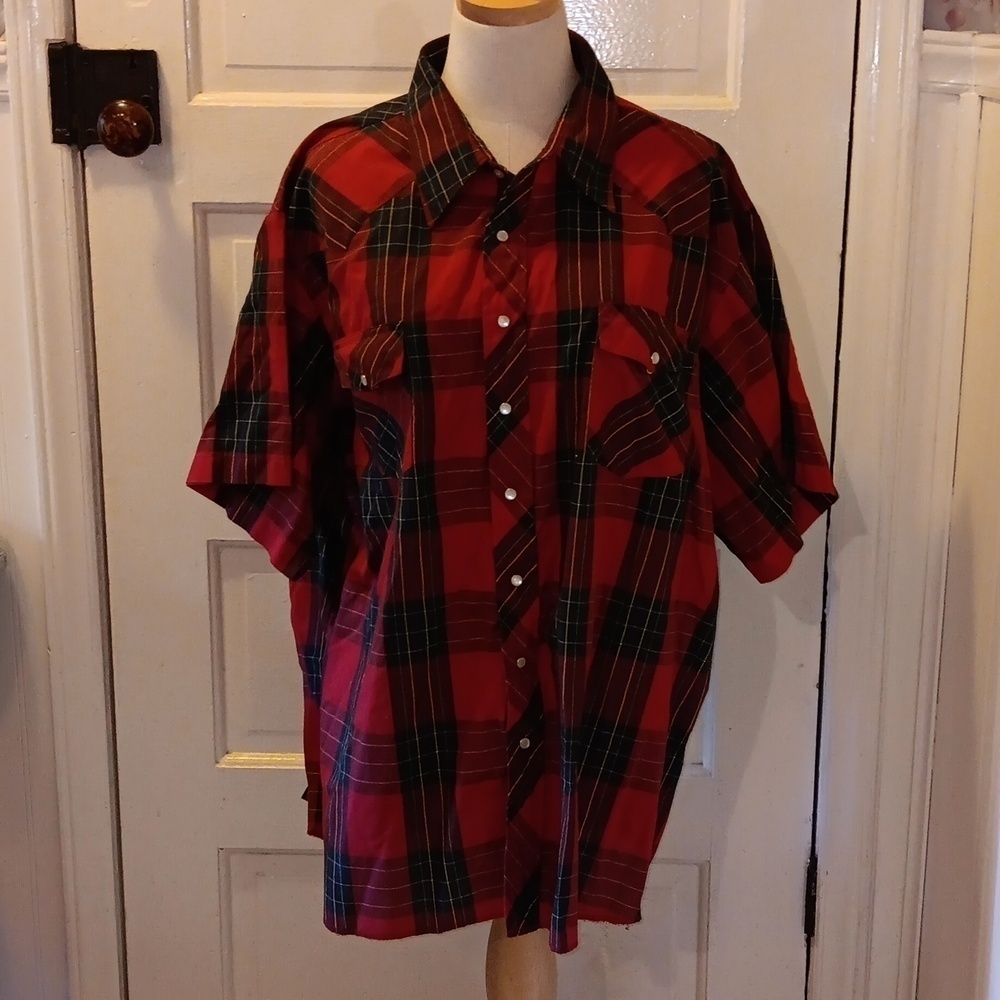 Vintage Wrangler Big Man 2X red peart snap cowboy 🤠 western shirt
